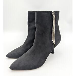 Open Edit Talulla Pointed Toe Heel Ankle Booties Women's Black Size US7.5M EU38